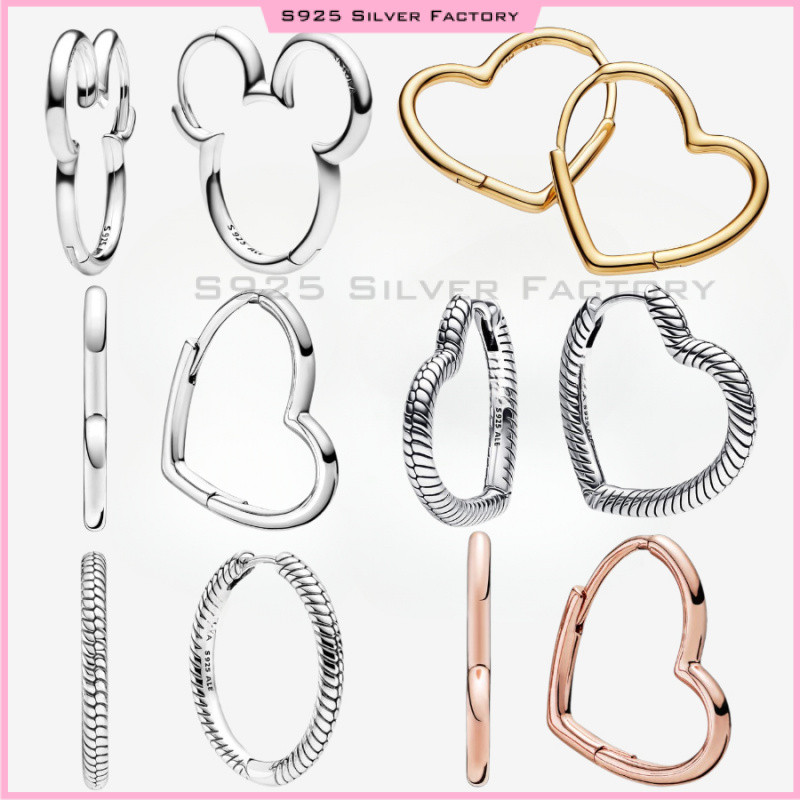 Brincos De Argola Disney Mickey Mouse Silhouette Prata Esterlina 100 % 925 , Adequados Para Homens E Mulheres Usarem , P em Oferta na Shopee