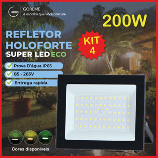 Holofote Refletor Led ECO Pro 200W Branco Frio 6500K  Branco Quente Verde| IP65 | Luz Econômica | Para Jardim em Oferta na Shopee