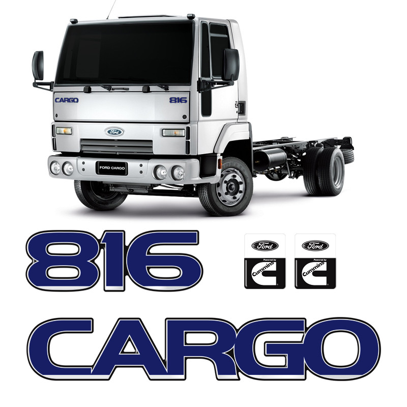 Kit Adesivo Capo Cargo 816 Ford Caminhão Emblema Azul Escuro
