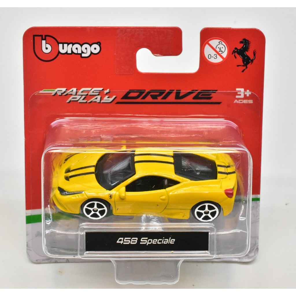 1/64 BBURAGO - RACE & PLAY - FERRARI 458 SPECIALE - AMARELA