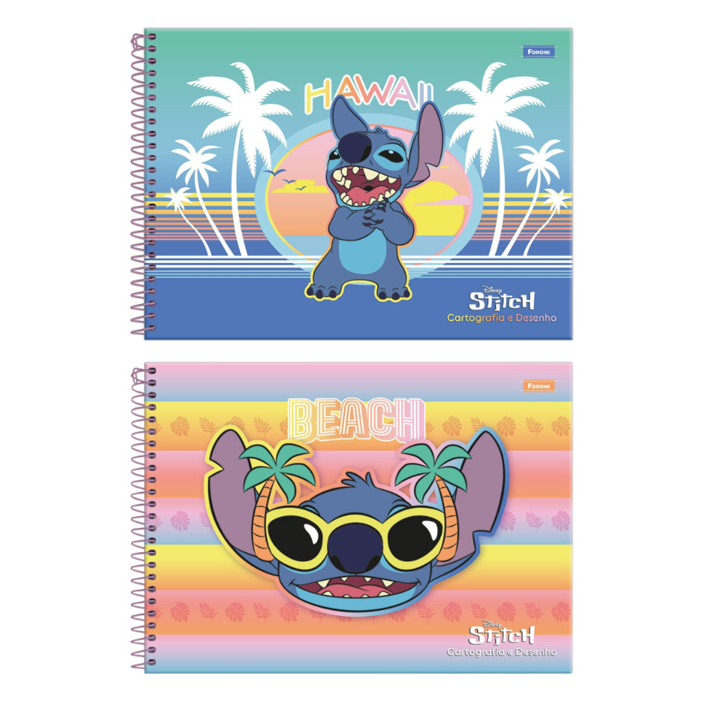 Caderno Desenho Cartografia Stitch Capa Dura - Foroni