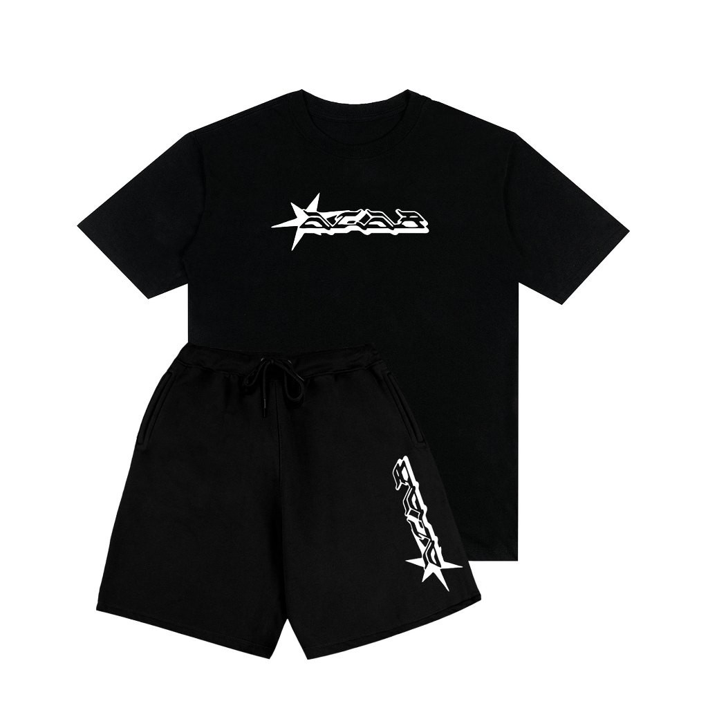 Kit Conjunto Bermuda Moletom e Camiseta Oversized Streetwear Estampado Acab Oferta