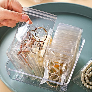 50 Pcs Saco De Jóias Transparente Anti Oxidação Brincos Colar Manual Saco De Armazenament…
