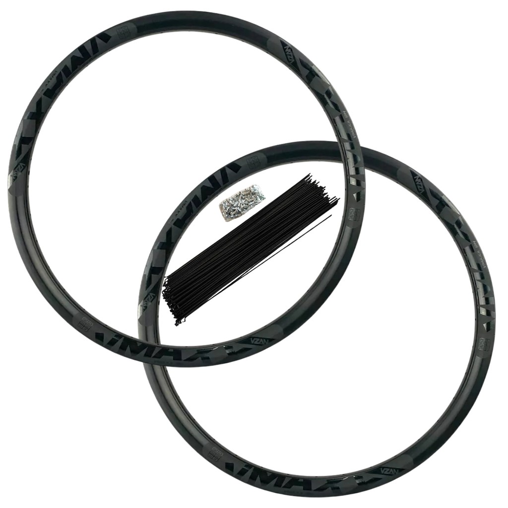 Kit Aro 26 Roda Folha Vzan Vmaxx 36F Preto Fosco Com Raios E Niples