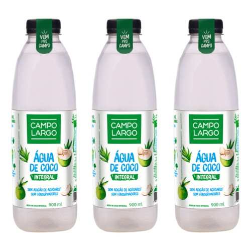 Água de Coco Integral Campo Largo 900ml – Kit com 3 Unidades – Hidratação Natural 🥥💧 Monster