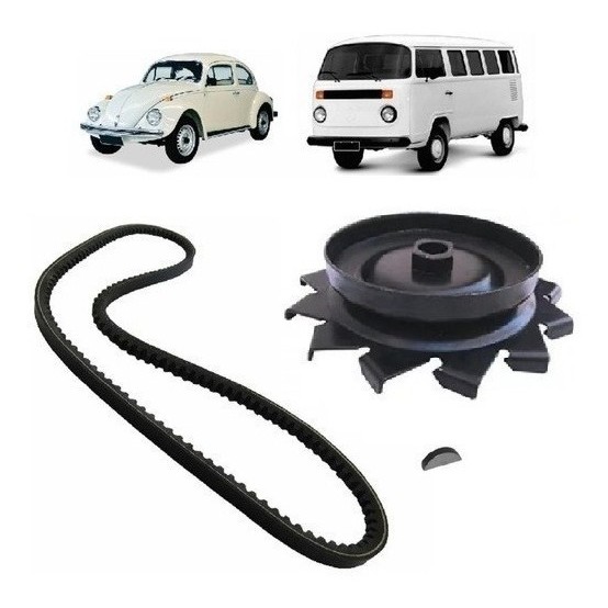Jogo De Correia Polia Chaveta Do Alternador Fusca Kombi Brasilia Tl Variant 1300 1500 1600