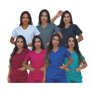 Scrubs Bata Blusa Uniforme Enfermagem Manga japonesa Toque macio Não Amassa em Oferta na Shopee