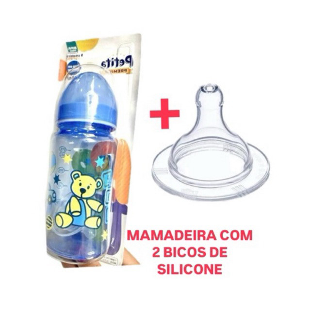 kit Mamadeira 270ml + Bico redondo Extra de Silicone