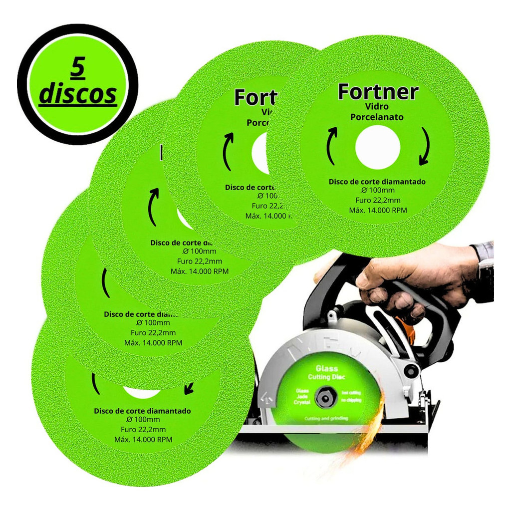 Kit 5/3 Discos de Corte Diamantado 100mm | Para Porcelanato e Vidro | Alta Precisão e Durabilidade em Oferta na Shopee