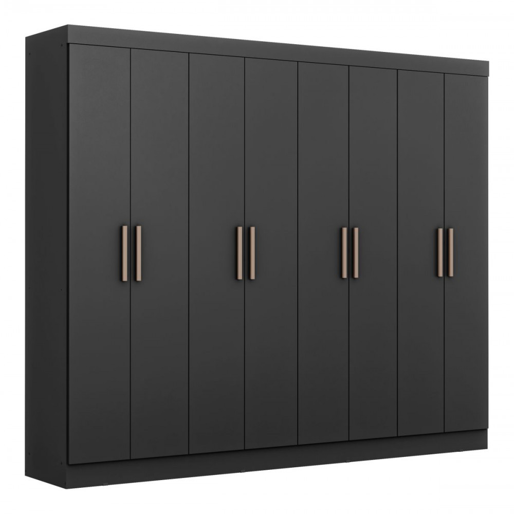 Guarda Roupa Casal Paris 8 Portas MDP Preto Fosco Maxel em Oferta na Shopee
