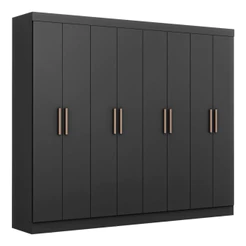 Guarda Roupa Casal Paris 8 Portas MDP Preto Fosco Maxel