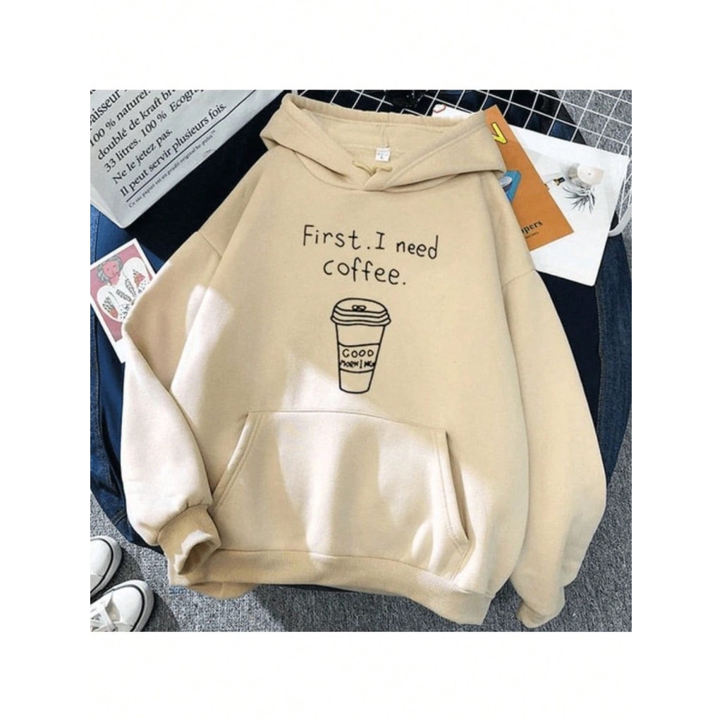 Moletom Unissex Canguru Blusa De Frio First I Need Coffee Moletom Feminino