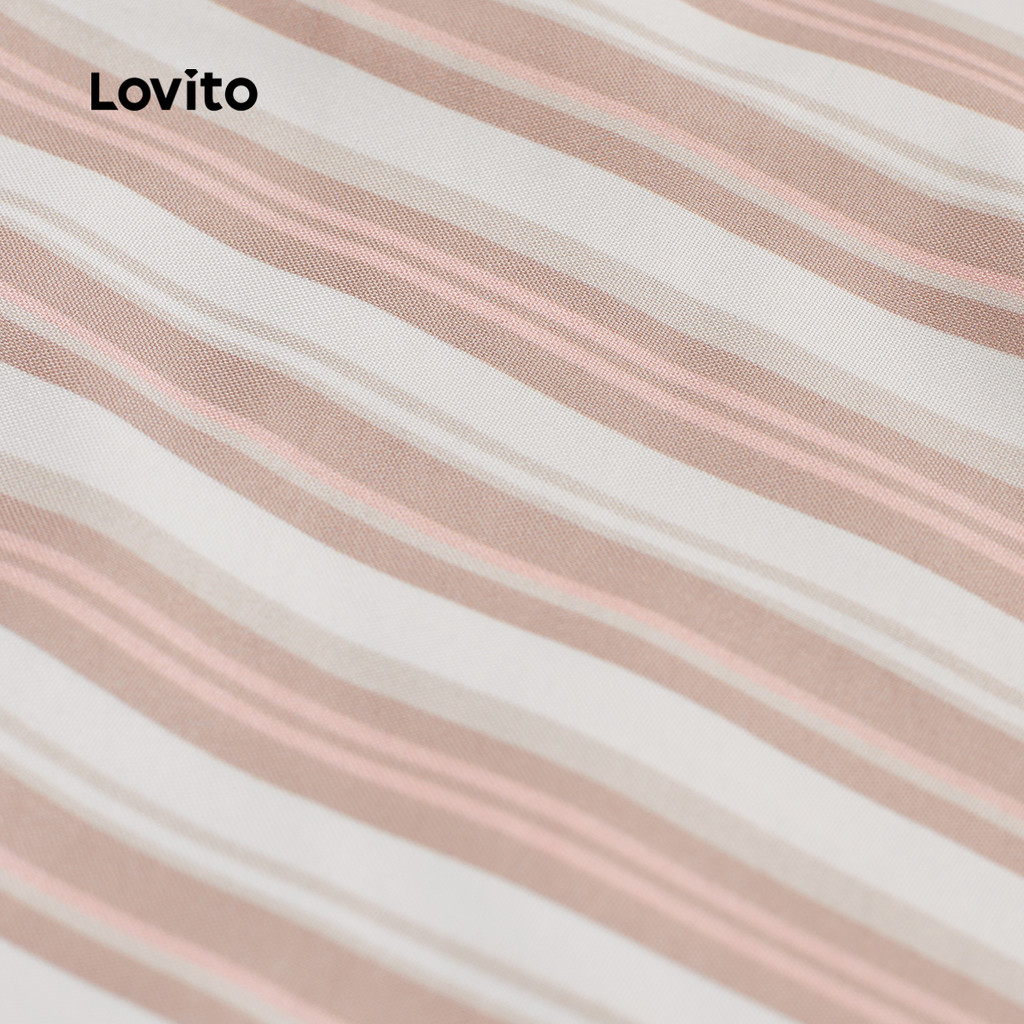 Detalhes do (Trendy) Lovito Macacão Boho listrado com zíper para mulheres L128ED178