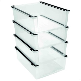 Kit 4 Cestos Organizadores Multiuso Empilháveis Ordene em Oferta na Shopee