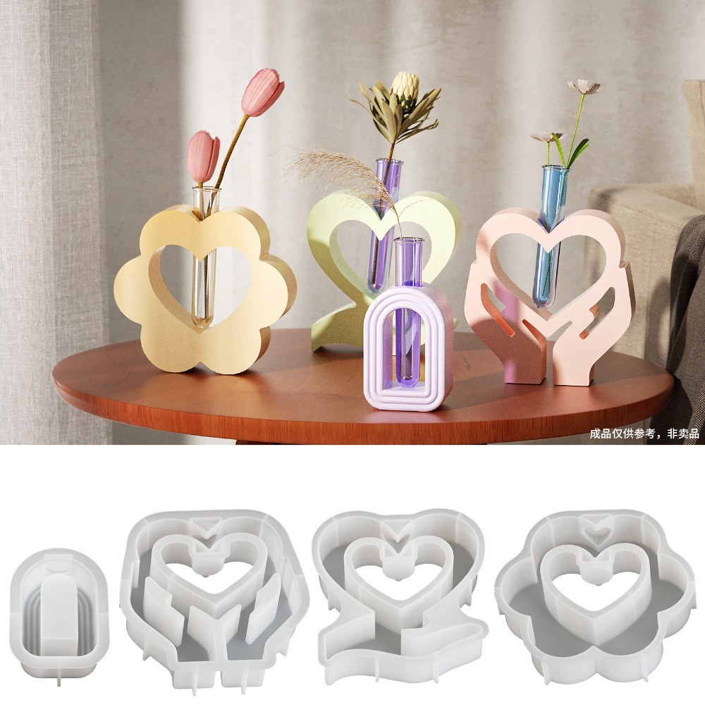 Molde De Silicone Para Vaso De Gesso Em Formato De Coração , Faça Você Mesmo , Resina Epóxi , Tubo Acrílico , Prato De P