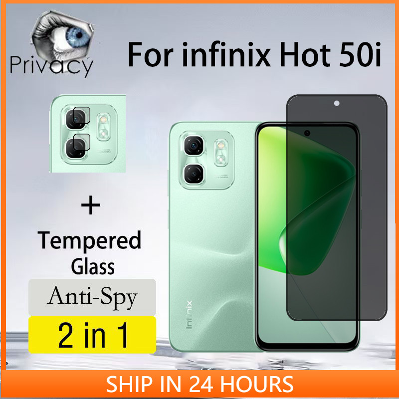 2 Em 1 Película Privacidade infinix Hot 50i Tela Anti-Espionagem De Vidro Para 50 50i Note 50 Pro Plus 40 Smart 10 9 8