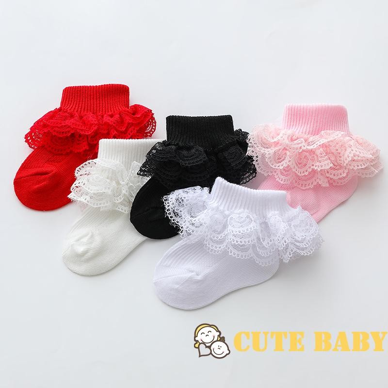Eph-Infantil Bebê Meninas Meninos Meias De Algodão Lindas Renda Com Babados,0-12 Meses em Oferta na Shopee