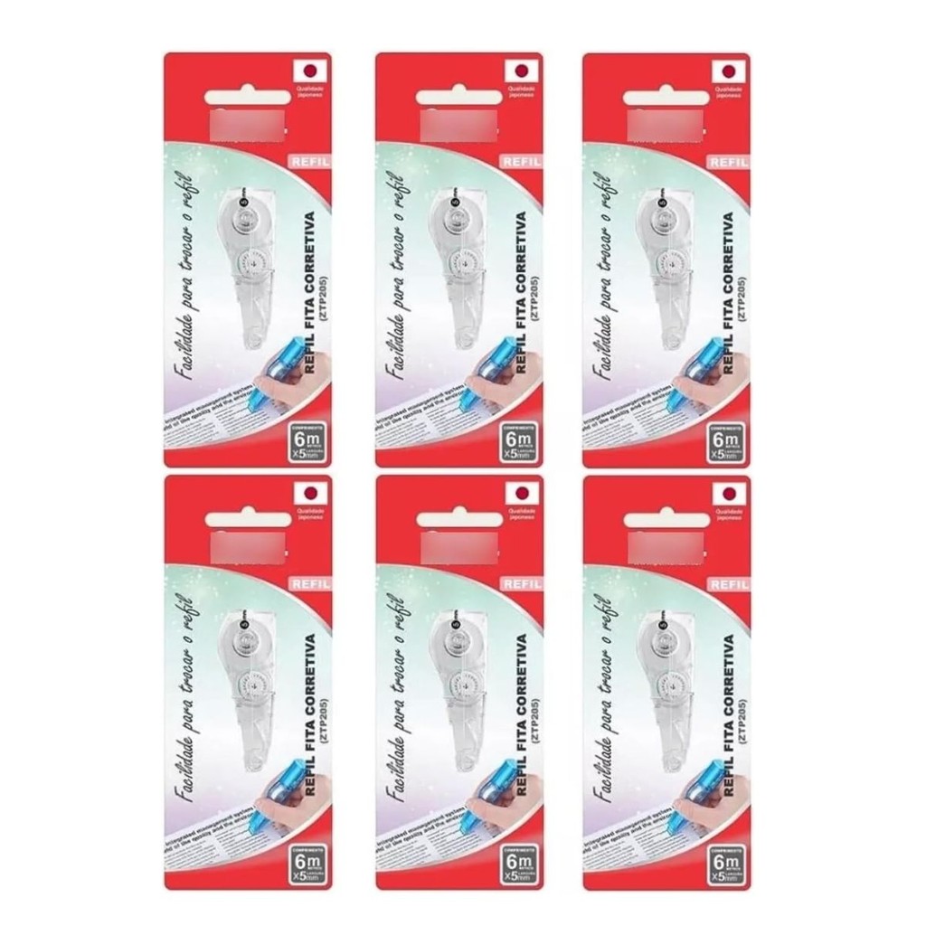 Refil para fita corretiva Pentel com 6 unidades