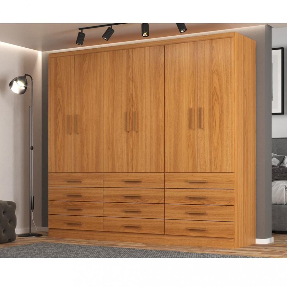 Guarda Roupa Casal 6 Portas 12 Gavetas New Mônaco Evidencia em Oferta na Shopee