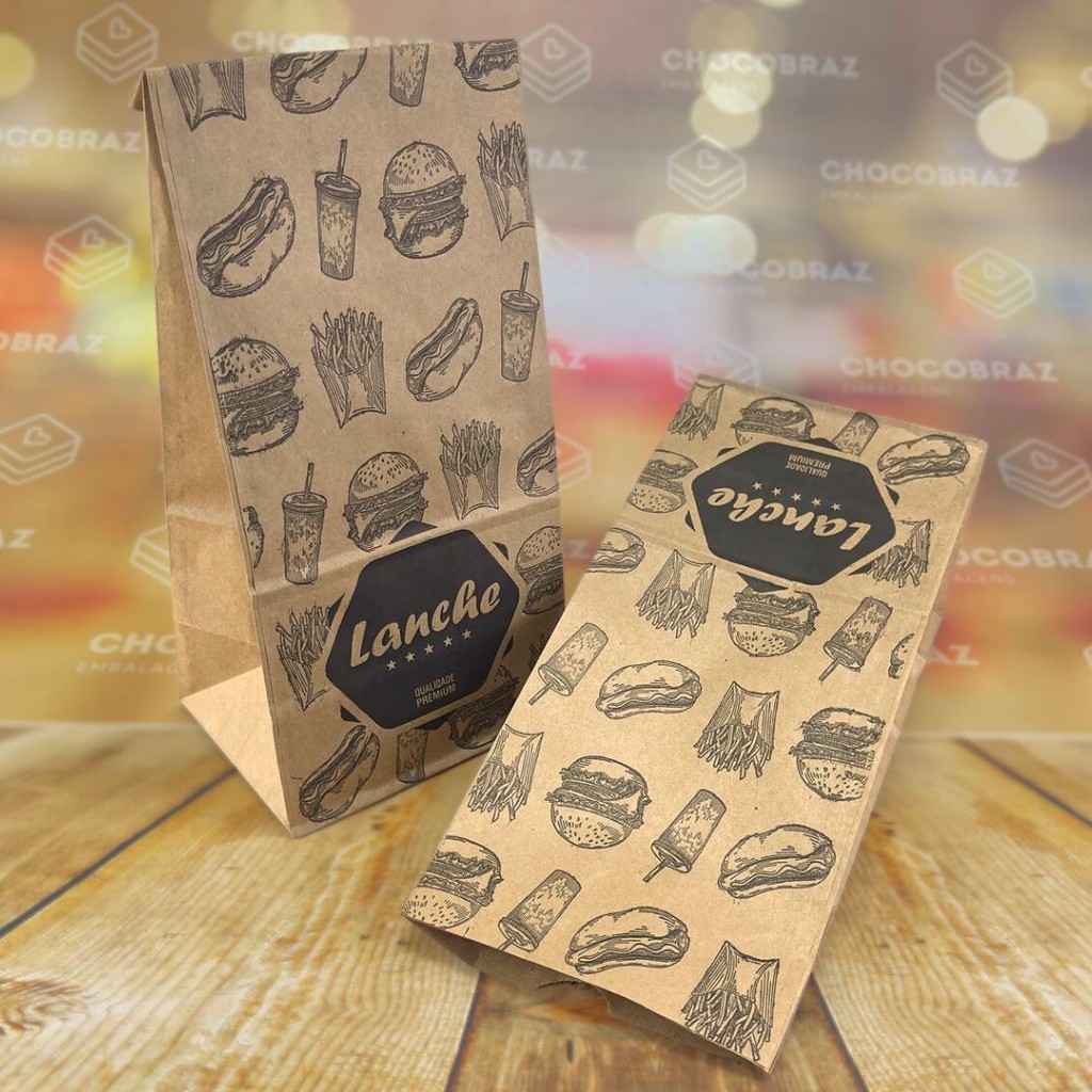 100 SACO  LANCHE DELIVERY KRAFT SOS IMPRESSO  3 KG - A28 X L9 X C12 CM (PP) - Stationery