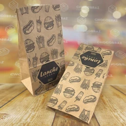 100 SACO LANCHE DELIVERY KRAFT SOS IMPRESSO 3 KG - A28 X L9 X C12 CM (PP)(CHOCO)