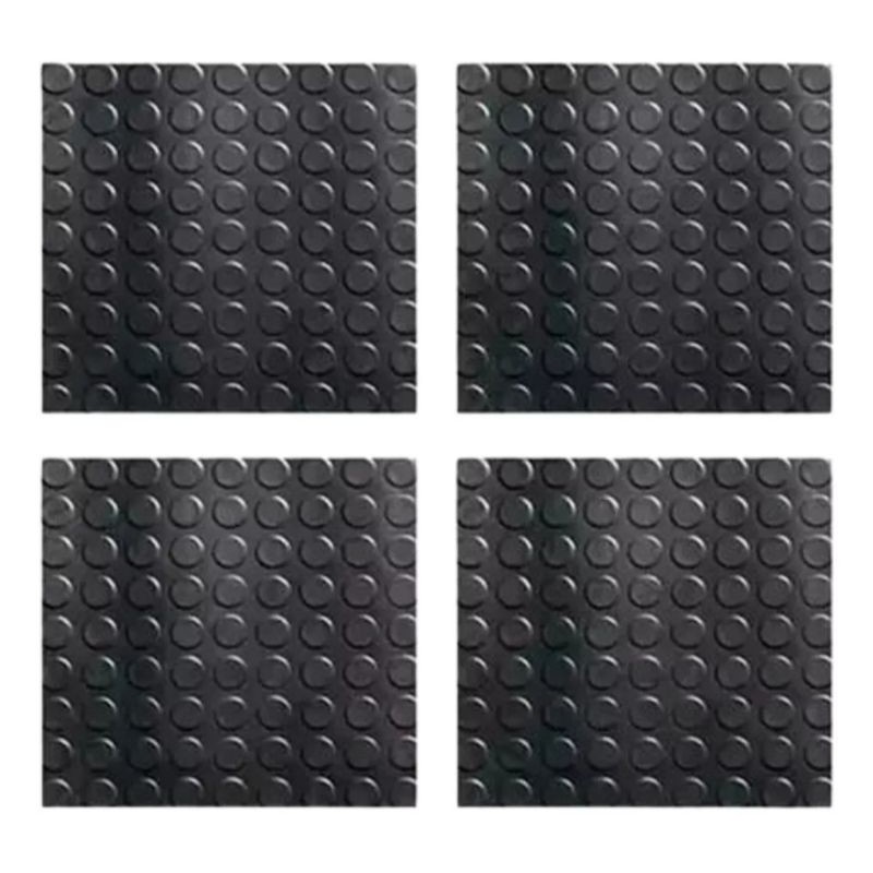 Tapete Piso Em Placa  Para Rampa Academia Borracha Antiderrapante Moeda Preto Kit c/ 4 placas