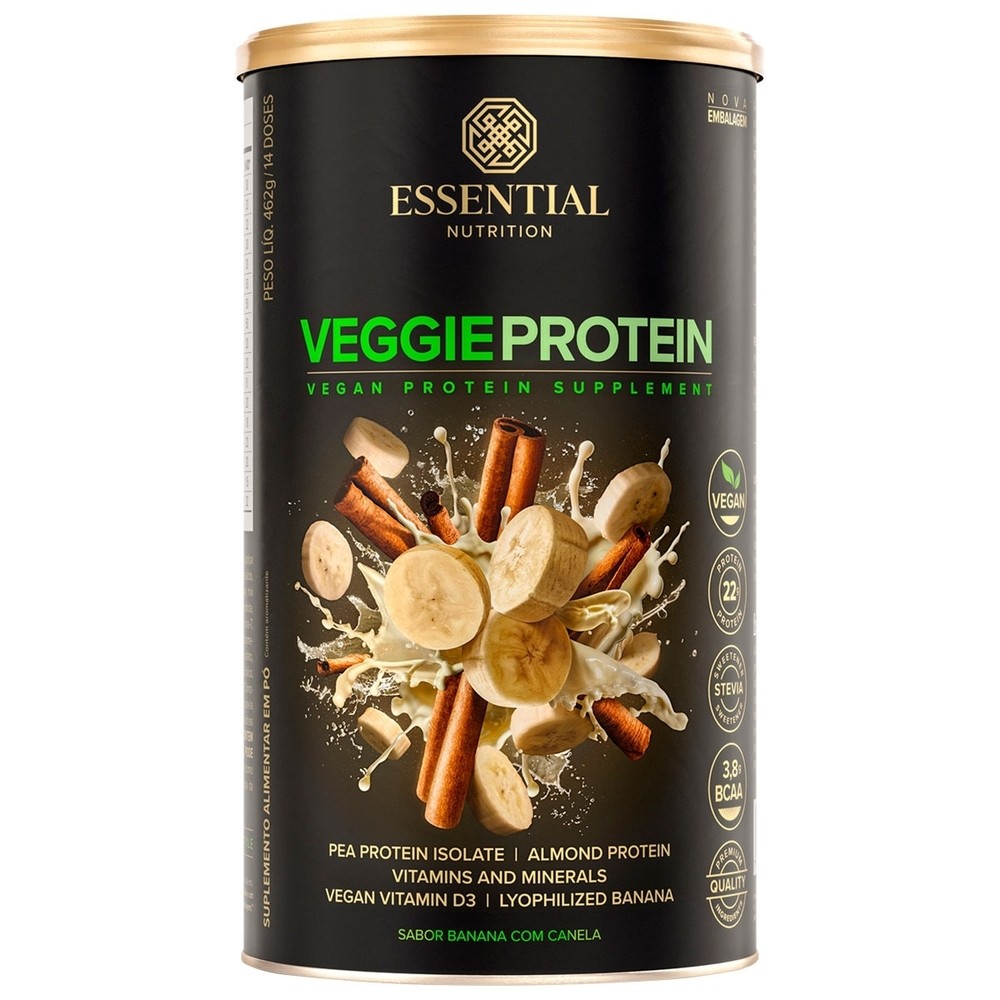 Veggie Protein Banana Com Canela Essential Nutrition 462g
