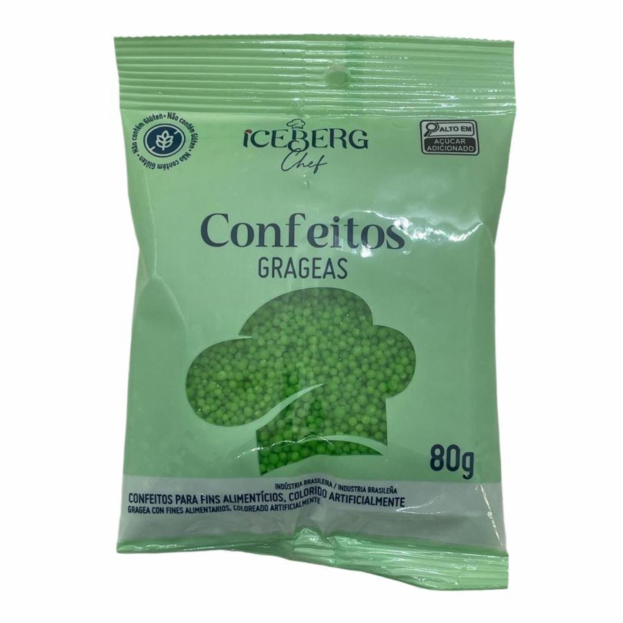 Confeito Decorativo Verde Folha - 80g - 1 unidade - IceBerg - Rizzo - Food & Beverages