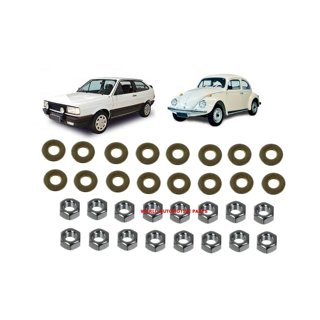 16 Porcas+16 Arruelas Do Cabeçote Gol Ar,fusca,tl,sp2,buggy,variant,tl