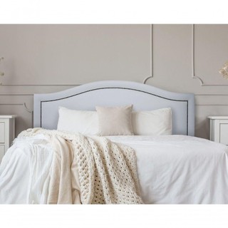 Cabeceira Casal Curva Luxo 140x60 Courino Branco - Tachas Fumê em Oferta na Shopee