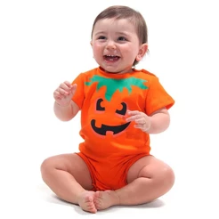 Fantasia de Abóbora Bebê Body de Halloween
