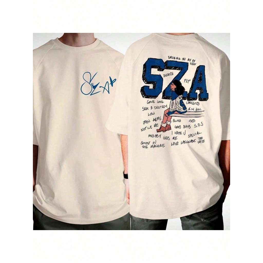 Camiseta S Z A Escritas Palavras Unissex Masculino Feminino 100% Camiseta Masculina Oversized Camisa Streetwear