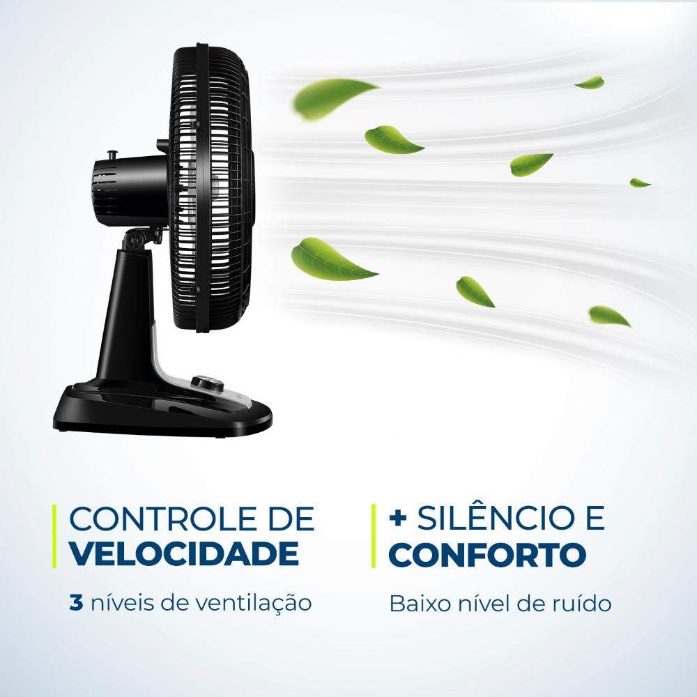 Detalhes do Ventilador de Mesa Super Turbo 8 Pás 40cm Mondial 140W Preto/Prata 127V - VTX-40-8P
