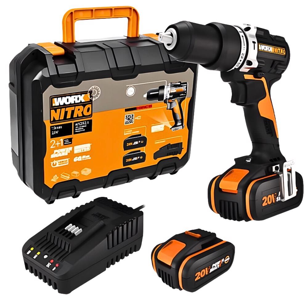 Furadeira de Impacto Brushless 1/2 POL com 2 Baterias e Carregador Bivolt WORX - Home & Living