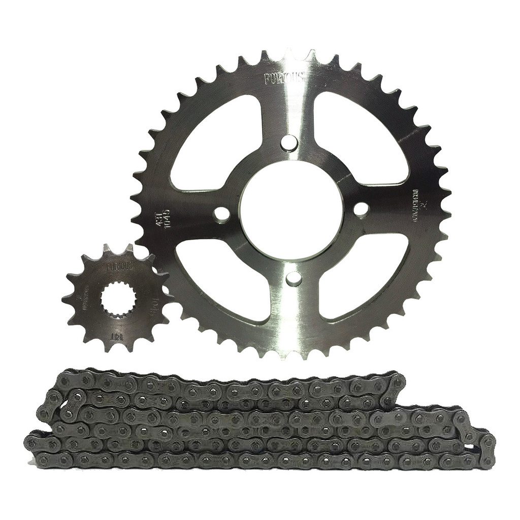 Kit Transmissão Relaçao Suzuki Yes 125 Intruder 125 Katana 125 em aço 1045 alto rendimento