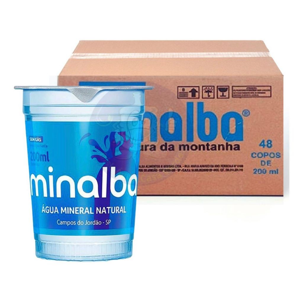 ÁGUA MINERAL MINALBA SEM GÁS COPO 200ML PACK COM 48/UNID em Oferta na Shopee