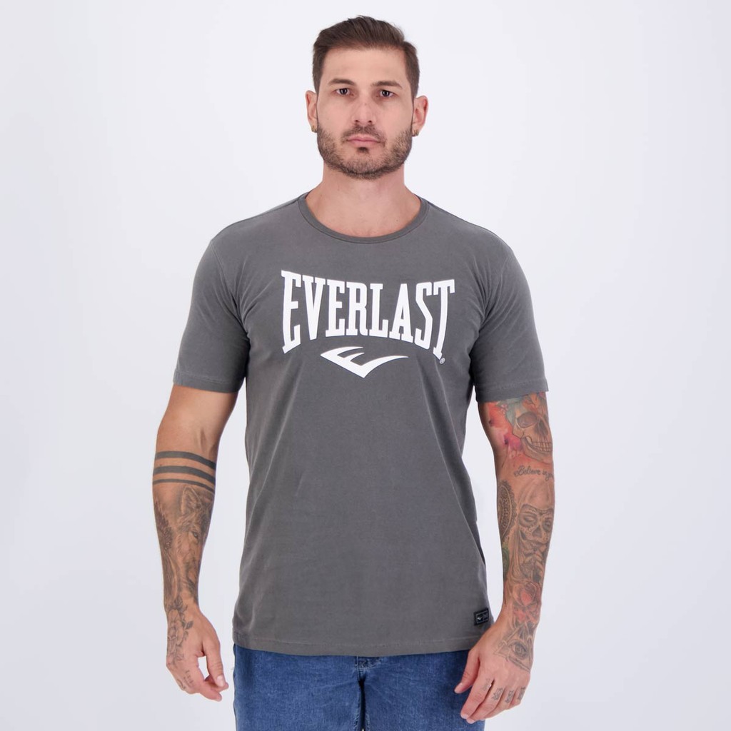Camiseta Everlast Cinza e Branca em Oferta na Shopee
