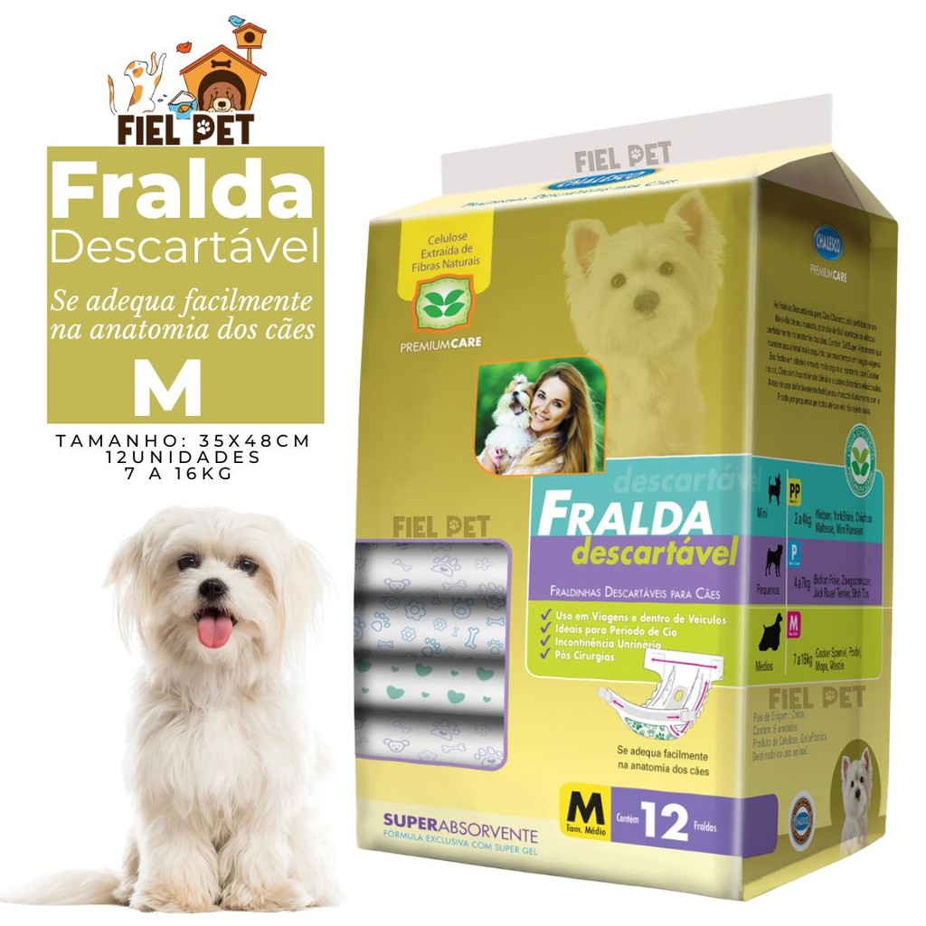 Fralda Descartável American Pets 12 Unidades M Cães Super Absorvente