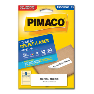 Etiqueta inkjet/laser A5Q35105 com 12 folhas Pimaco em Oferta na Shopee