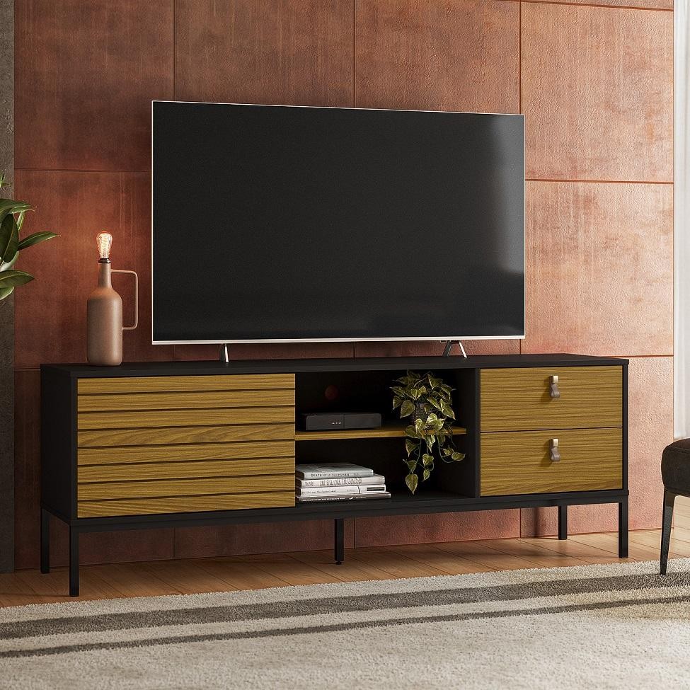 Rack para TV até 65 Polegadas Industrial Dior 1 PT 2 GV Preto 162 cm em Oferta na Shopee