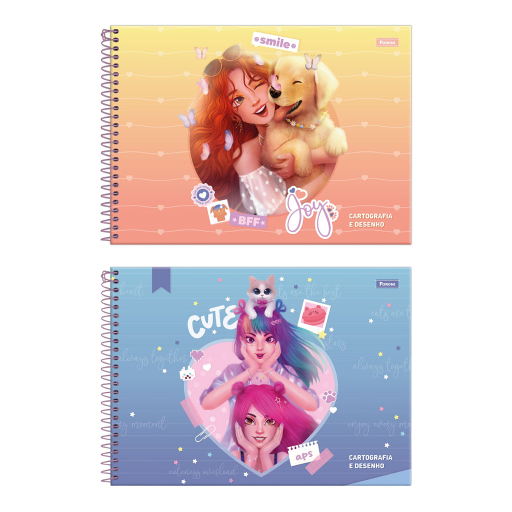 Caderno Desenho Cartografia Amigas para Sempre Capa Dura - Foroni