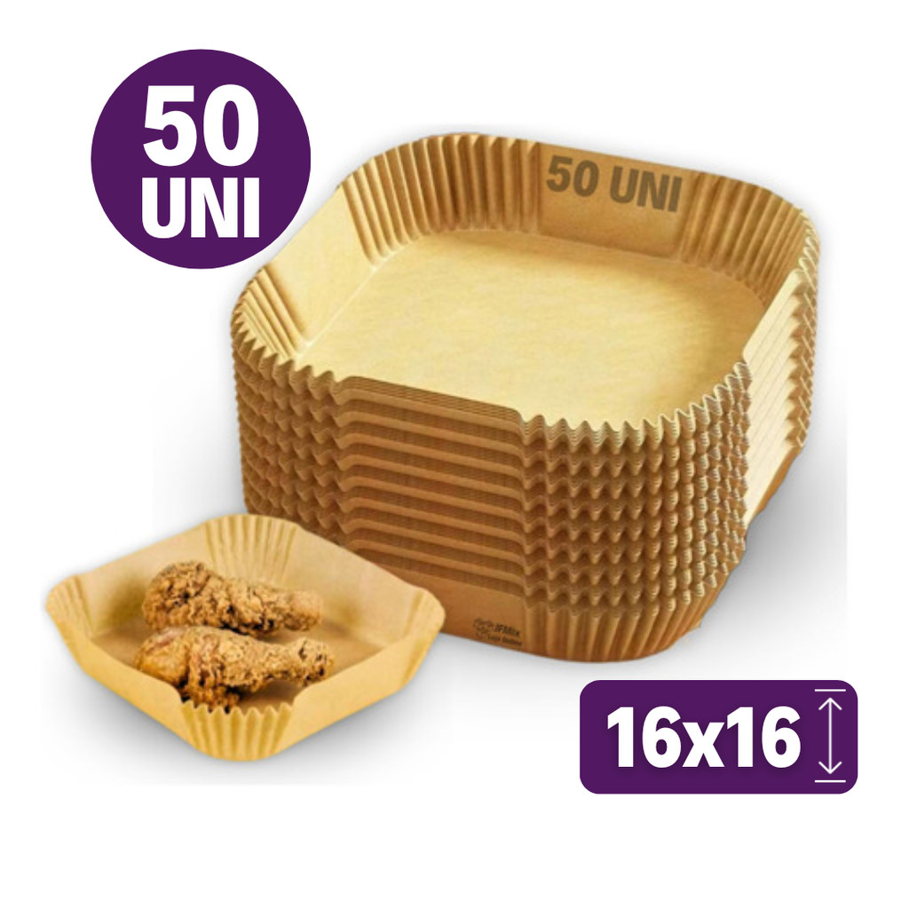 Forma Para Air Fryer Forro Descartável Quadrada 50 Unidades