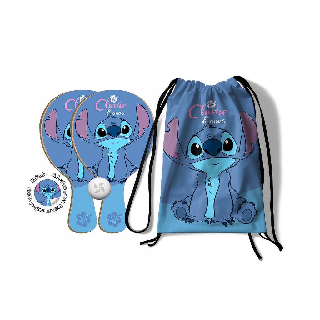 7/10/15/25 Kit Mochilinha e Raquetes Ping Pong - Lilo and Stitch