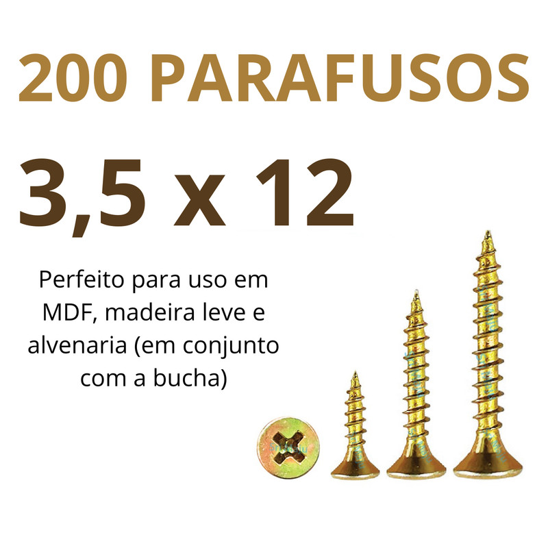 Parafuso Philips 3,5x12 3,5 x 12 (1,2 cm de comprimento) Chipboard Fixer Chata Madeira MDF Alvenaria em Oferta na Shopee