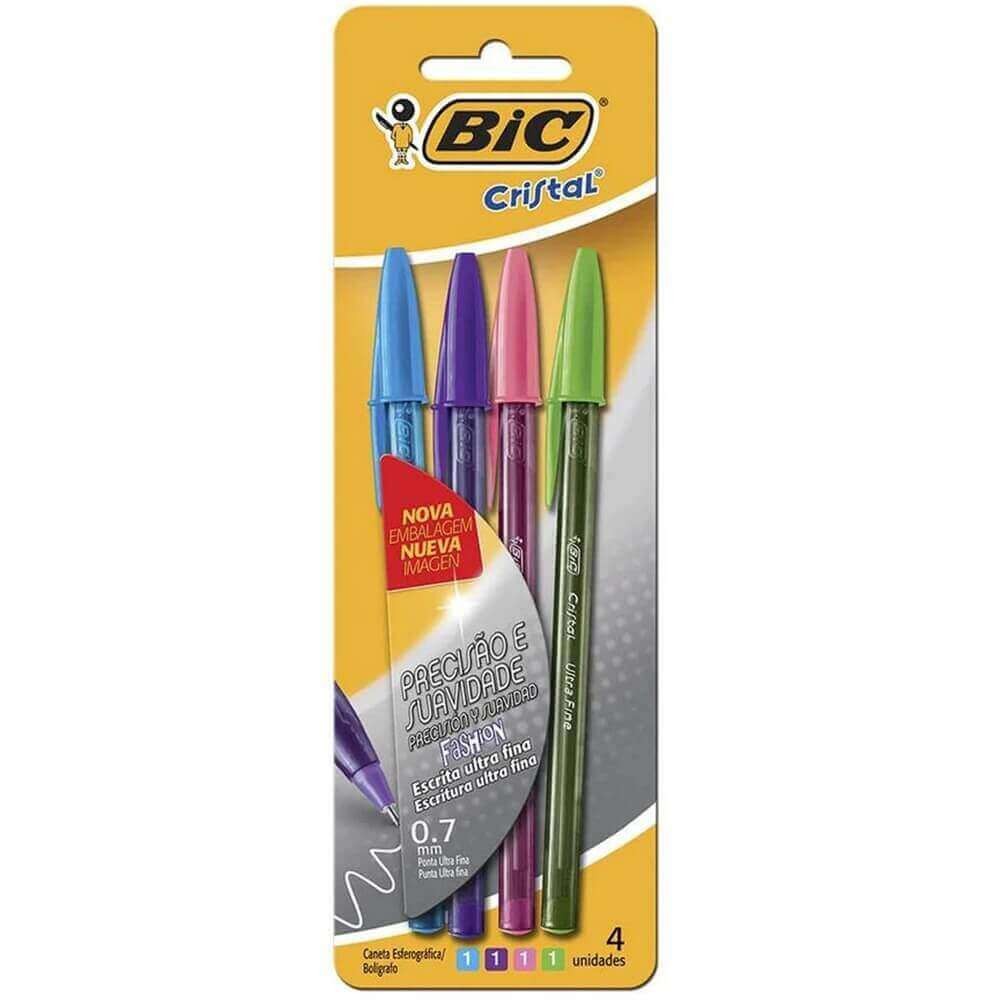 Caneta Esferografica 0.7mm Bic Cristal Fashion Precisao com 04 Cores - Bic