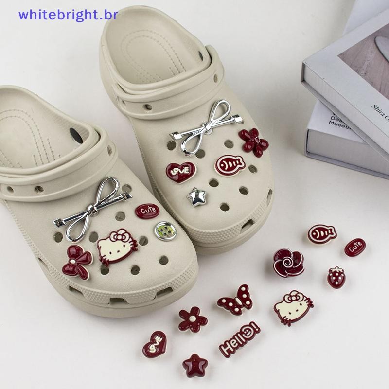 WT 1 Conjunto DIY Decoração De Calçados Sanrio Hello Kitty Bowknot Série Vermelha Kit De Amuletos De Sapatos Para Tamanc em Oferta na Shopee