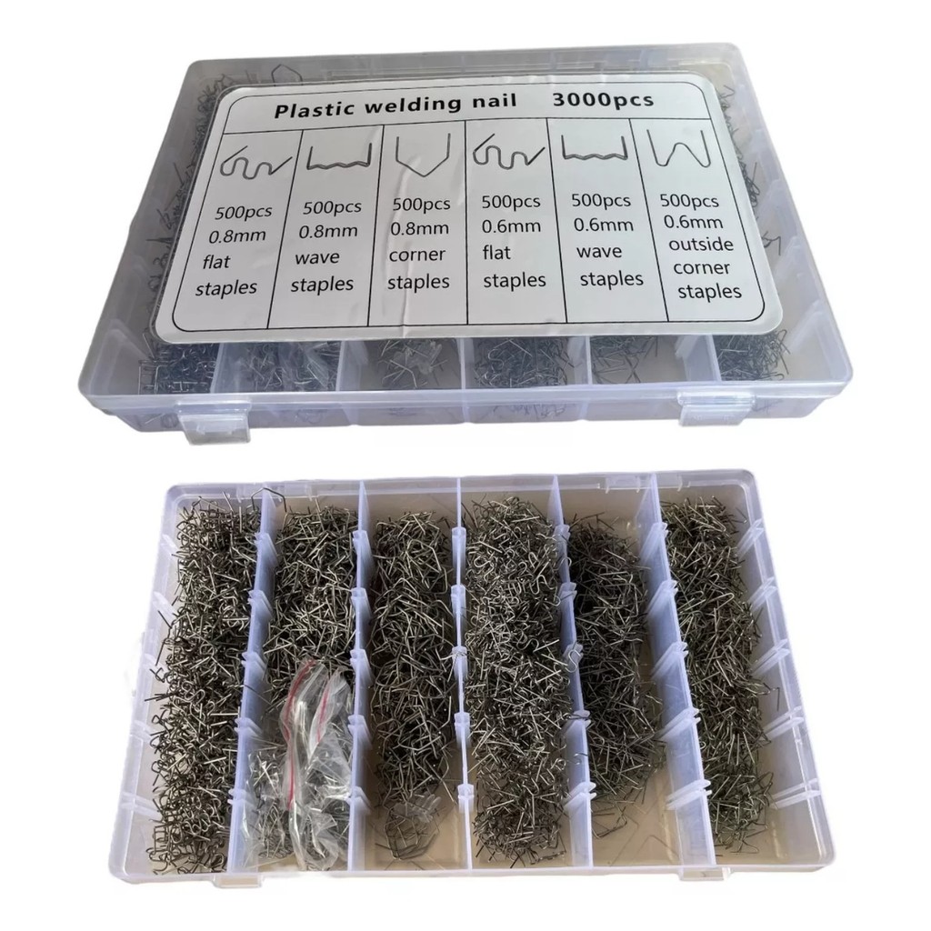 kit 3000 Grampos Reparos Automotivos em Plásticos Para-choque Farol Grades Grampos Sortidos