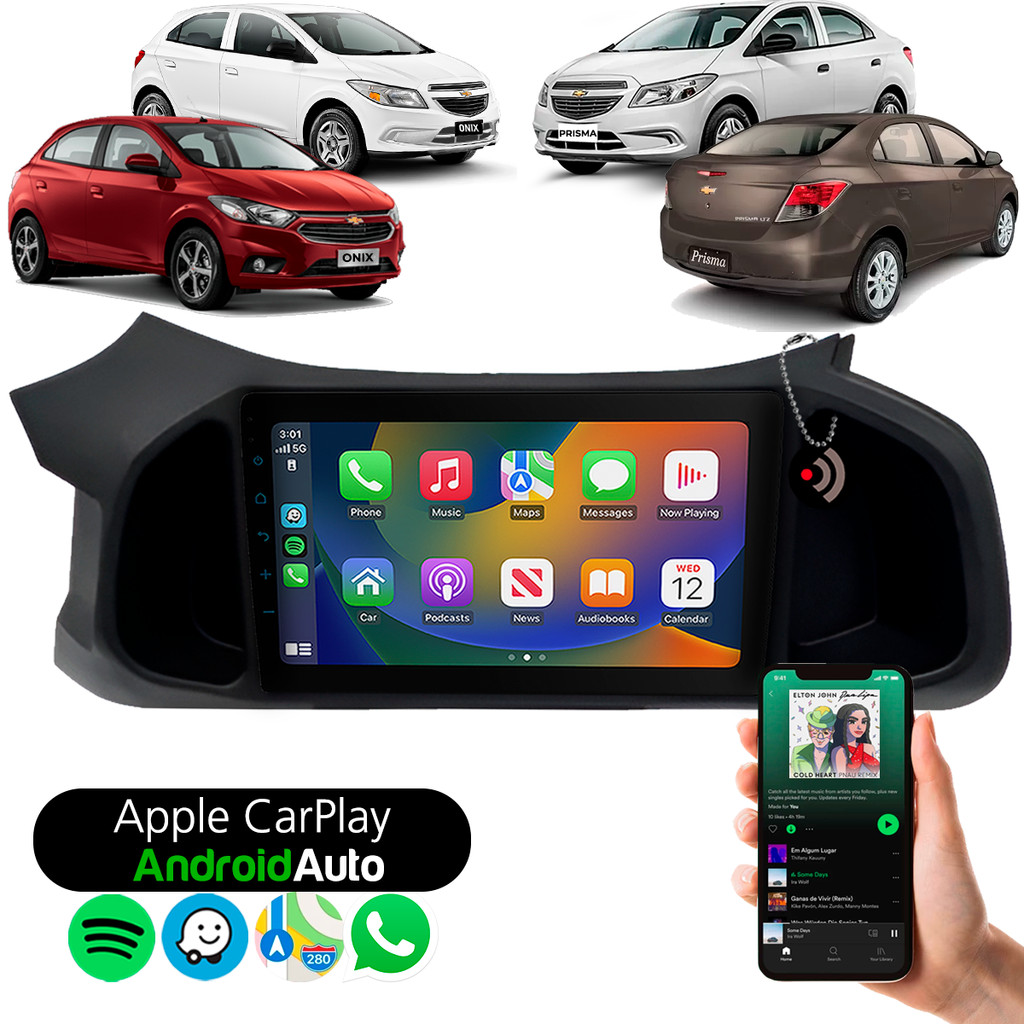 Multimídia 9 Polegadas Onix Prisma Com Carplay Android Auto Bluetooth e Entrada Câmera de Ré em Oferta na Shopee