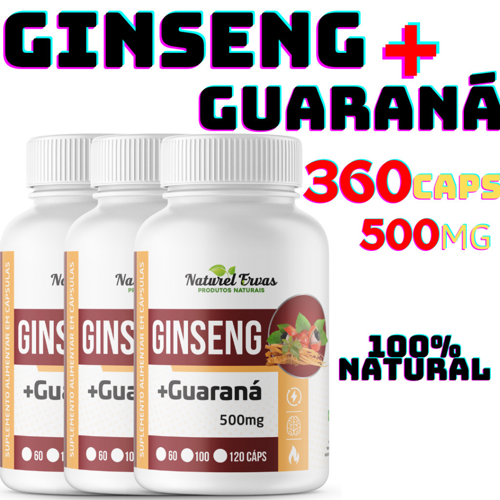 Guarana Com Ginseng 120 Cápsulas 500mg em Oferta na Shopee