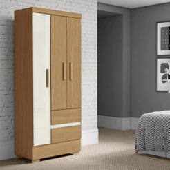 Guarda-Roupa Solteiro 3 Portas 2 Gavetas com Pés Coimbra Aramóveis